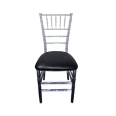 Hire Clear Tiffany Chair Hire w/ Black Cushion