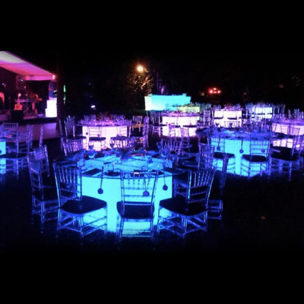 Hire Round Glow Banquet Table Hire, hire Glow Furniture, near Wetherill Park