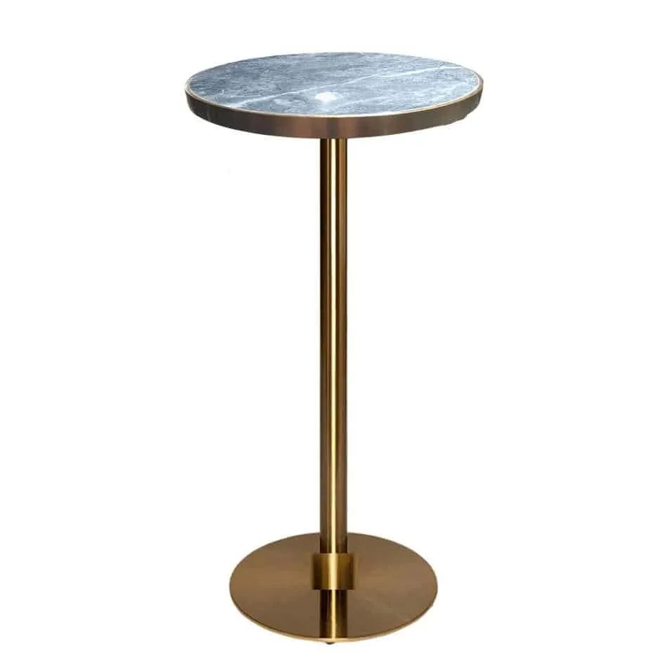 Hire Brass Cocktail Bar Table Hire w/ Blue Marble Top, hire Tables, near Auburn