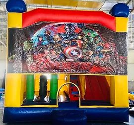 Hire Avengers (4.5x4.m) with slide and Basketball Ring inside, hire Jumping Castles, near Mickleham