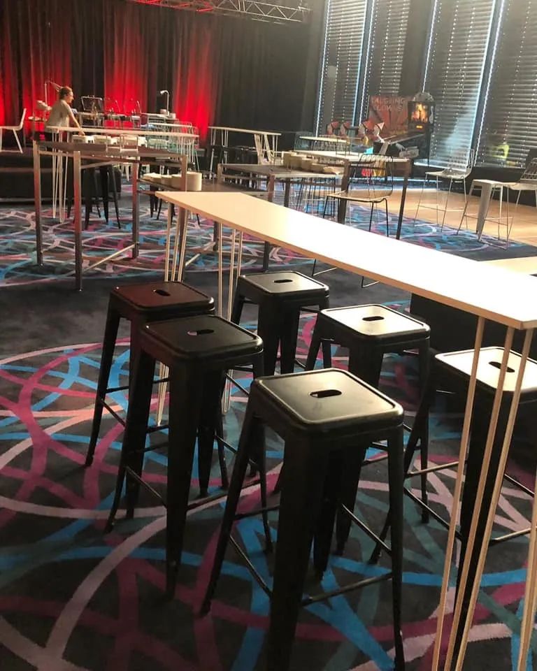 Hire White Hairpin High Bar Table with White Top Hire, hire Tables, near Blacktown image 2