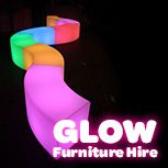 Hire Glow Curved Bench - Package 7, hire Chairs, near Smithfield