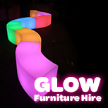 Hire Glow Curved Bench - Package 7