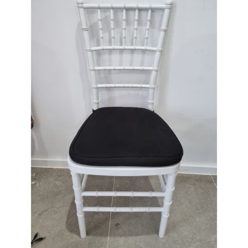 Hire White Tiffany Chairs with Black Cushion, hire Chairs, near Chullora