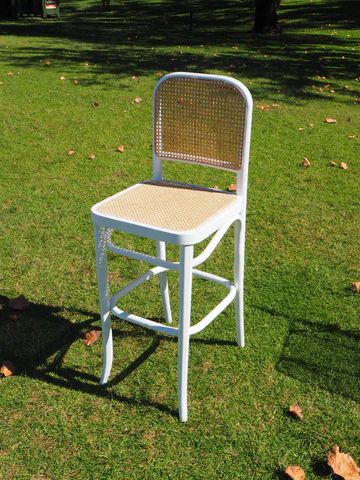 Hire White Rattan Bar Stool