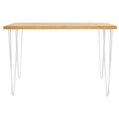 Hire White Hairpin Bar Table Hire – Timber Top