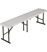 Hire White Plastic bench seat with folding legs