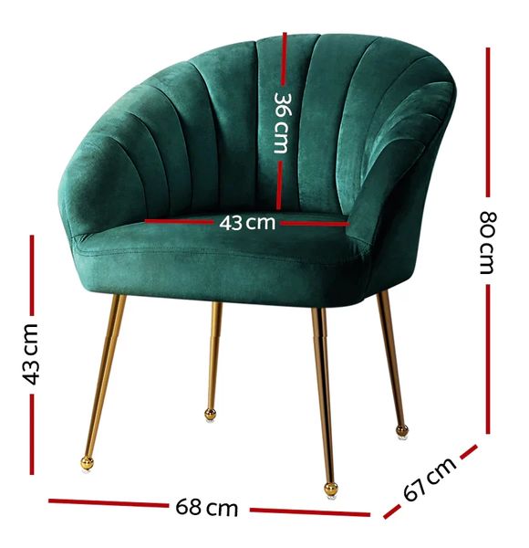Hire Arm Chair – Green Velvet, Gold Legs