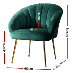 Hire Arm Chair – Green Velvet, Gold Legs