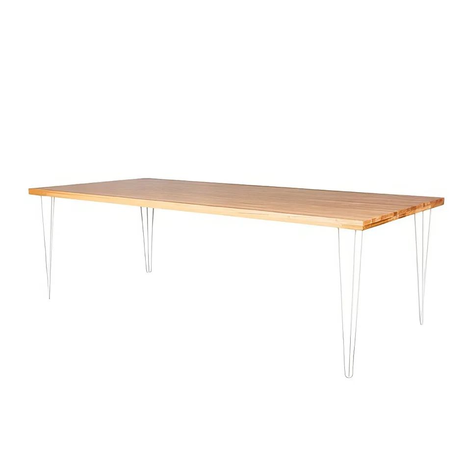 Hire White Hairpin Banquet Table w/ Timber Top, hire Tables, near Oakleigh image 1