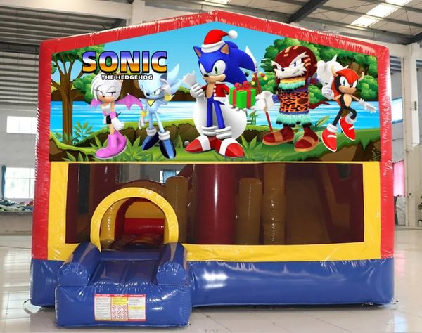 Hire SONIC JUMPING CASTLE WITH SLIDE
