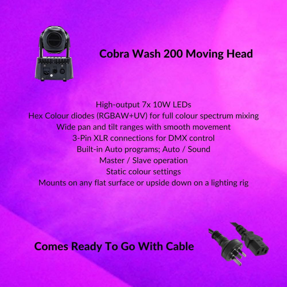 Hire AVE Cobra Wash Moving Head, hire Party Lights, near Freshwater image 1
