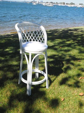 Hire White CaneBar Stool with Cushion