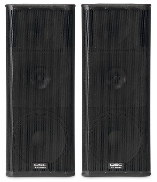 Hire 2 x QSC KW153 1000W 15" 3-way PA Speakers (120 People)