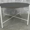 Hire White Round Cross Coffee Table Hire w/ Black Marble Top, hire Tables, near Wetherill Park image 1