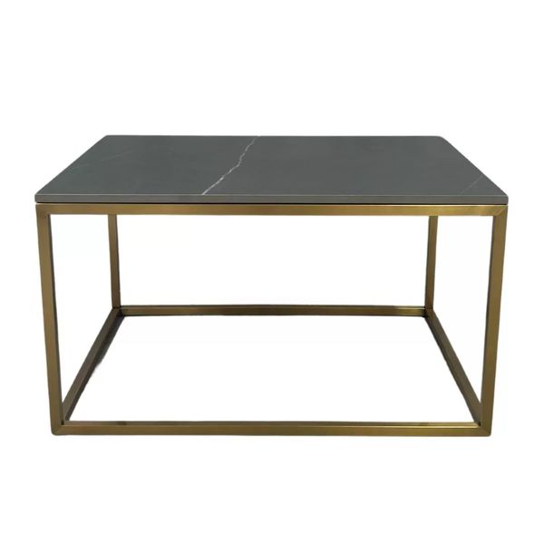 Hire Gold Rectangular Coffee Table w/ Black Marble Top, from Chair Hire Co