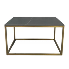 Hire Gold Rectangular Coffee Table w/ Black Marble Top