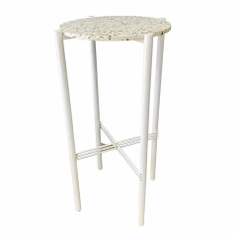 Hire White Cross Bar Table Hire w/ Green Terrazzo Top, in Oakleigh, VIC