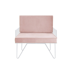 Hire Wire Arm Chair Hire w/ Pink Velvet Cushions, in Blacktown, NSW