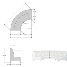Hire BANQUETTE SEATING WHITE CURVED