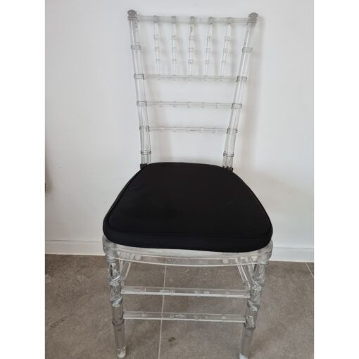 Hire Clear Tiffany Chairs with Black Cushion, hire Chairs, near Chullora