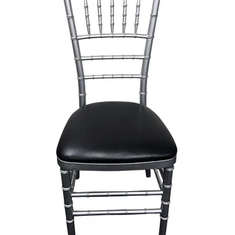 Hire Silver Tiffany Chair with Black Cushion Hire